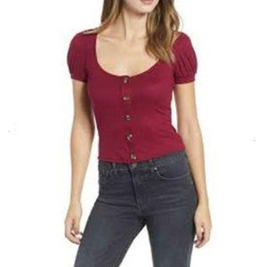 Ten Sixty Sherman Scoop Neck Puff Sleeve Top Sz XL